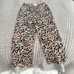Animal Print Wide-Leg Pants